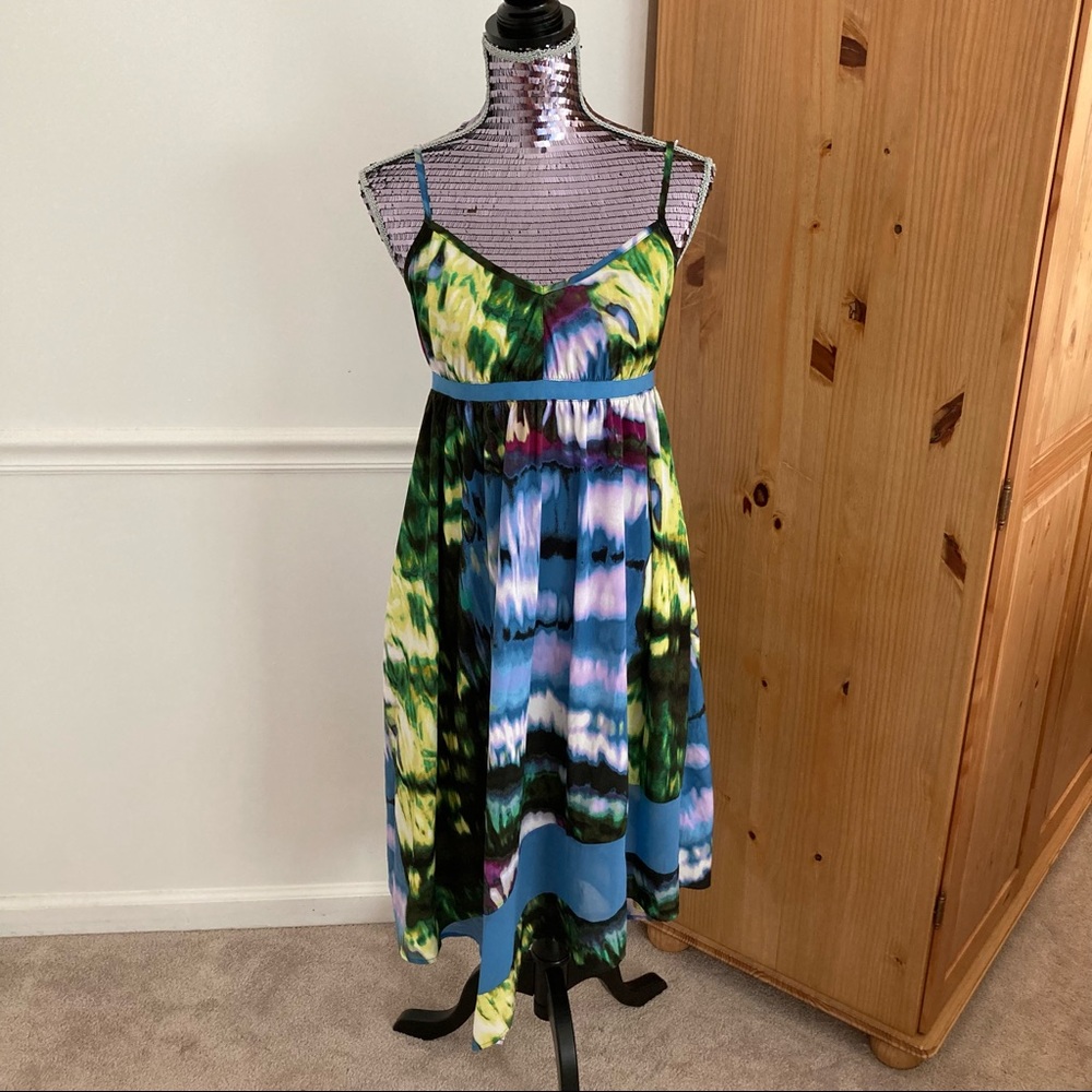 Vera Wang Spaghetti Strap Dress - Abstract Pattern